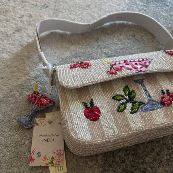 Beaded Pina Colada Flap Shoulder Bag - Picture 2 of 4